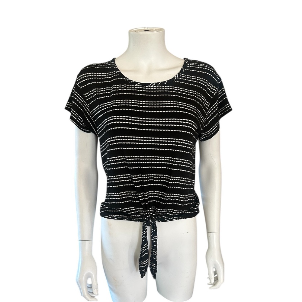 Pebble and Stone Dolman Sleeve Tie Front Tee.  4003